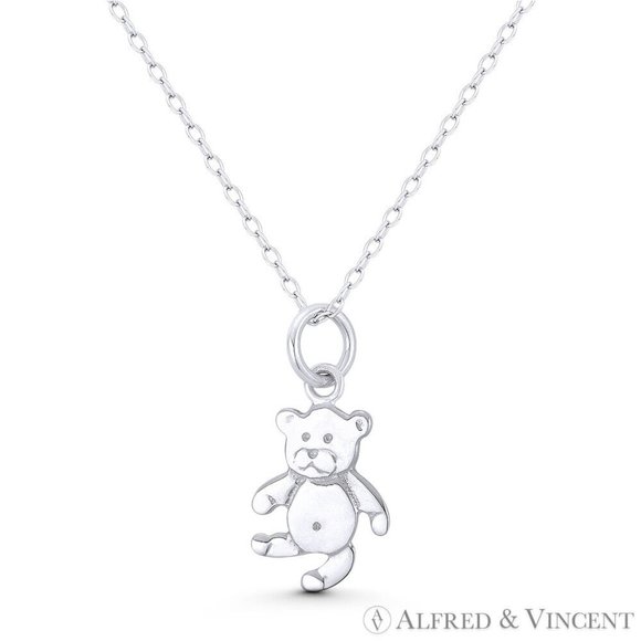 Pot Belly Teddy Bear Toy Jewelry Charm Pendant in .925 Sterling Silver - Picture 1 of 1